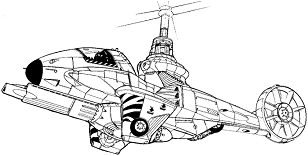 Yellow Jacket Gunship line art