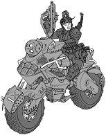 Assuan Armored Bike line art