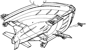 Cloud Nine Carrier Airship line art