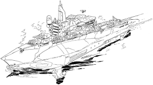 Wakamiya Salvage Destroyer line art